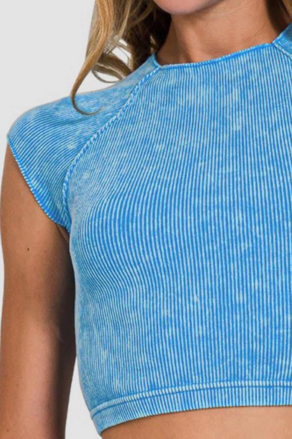 Zenana Ribbed Round Neck Cropped Top - Little KT Company