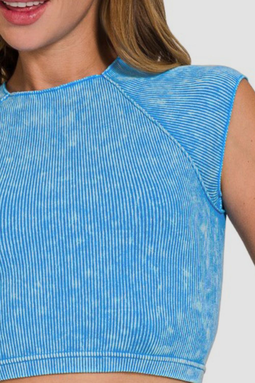 Zenana Ribbed Round Neck Cropped Top - Little KT Company