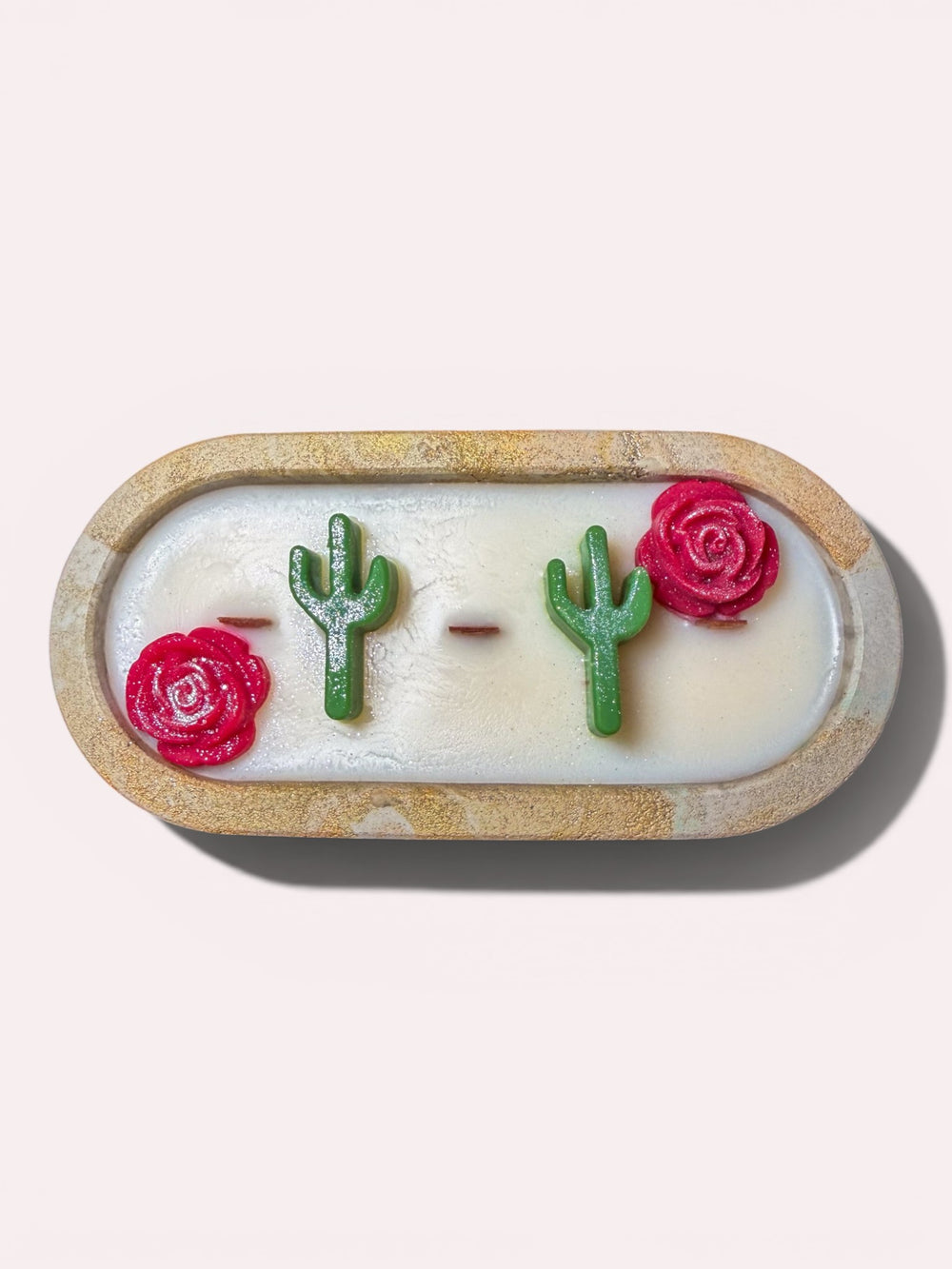 Desert Rose Concrete Candle 3 Wooden Wicks