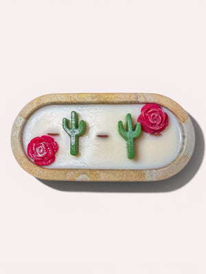 Desert Rose Concrete Candle 3 Wooden Wicks