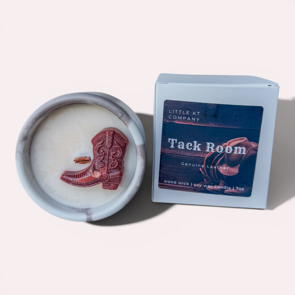 Tack Room Genuine Leather Woodwick Candle