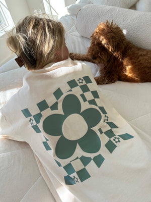 Checker Flower Tee - Little KT Company